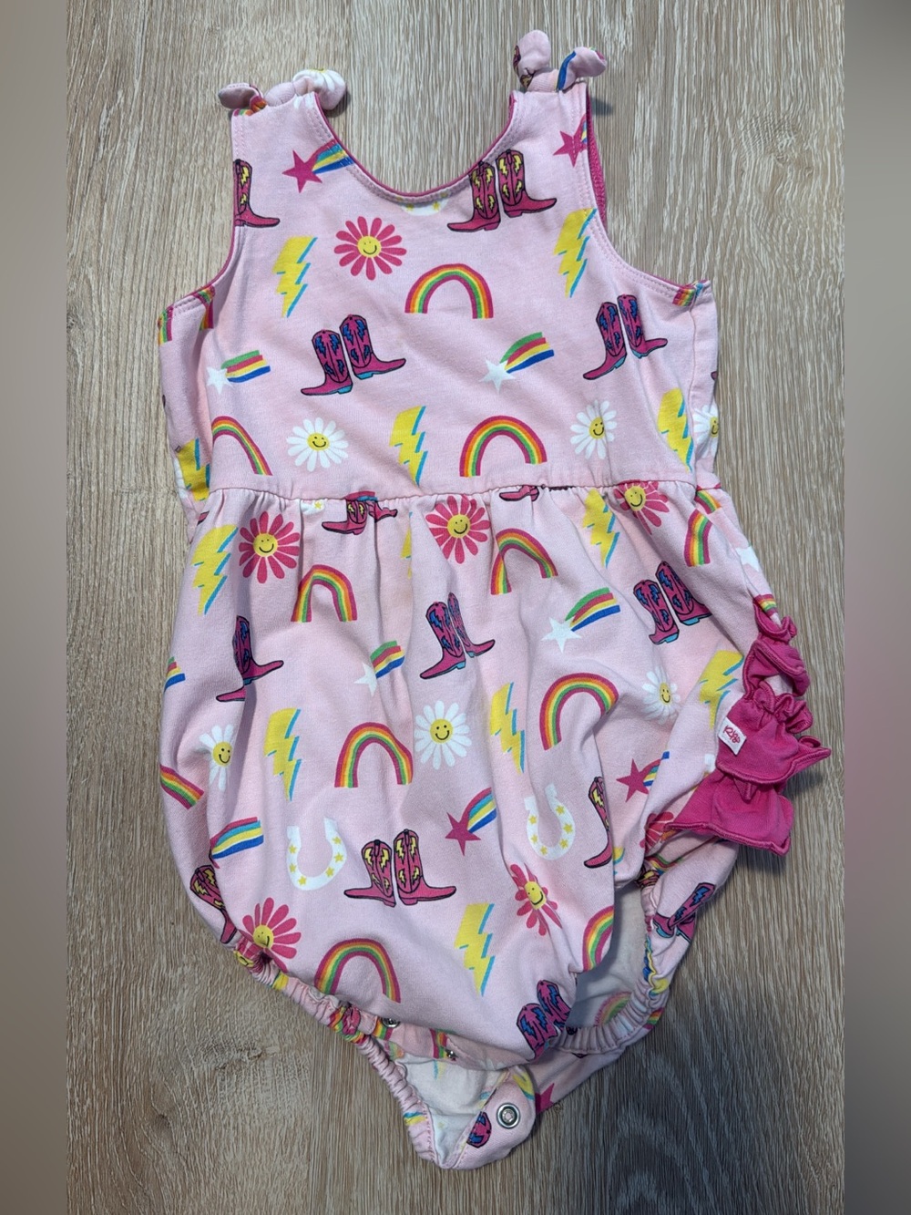Rufflebutts Cowgirl Rainbows Baby Romper